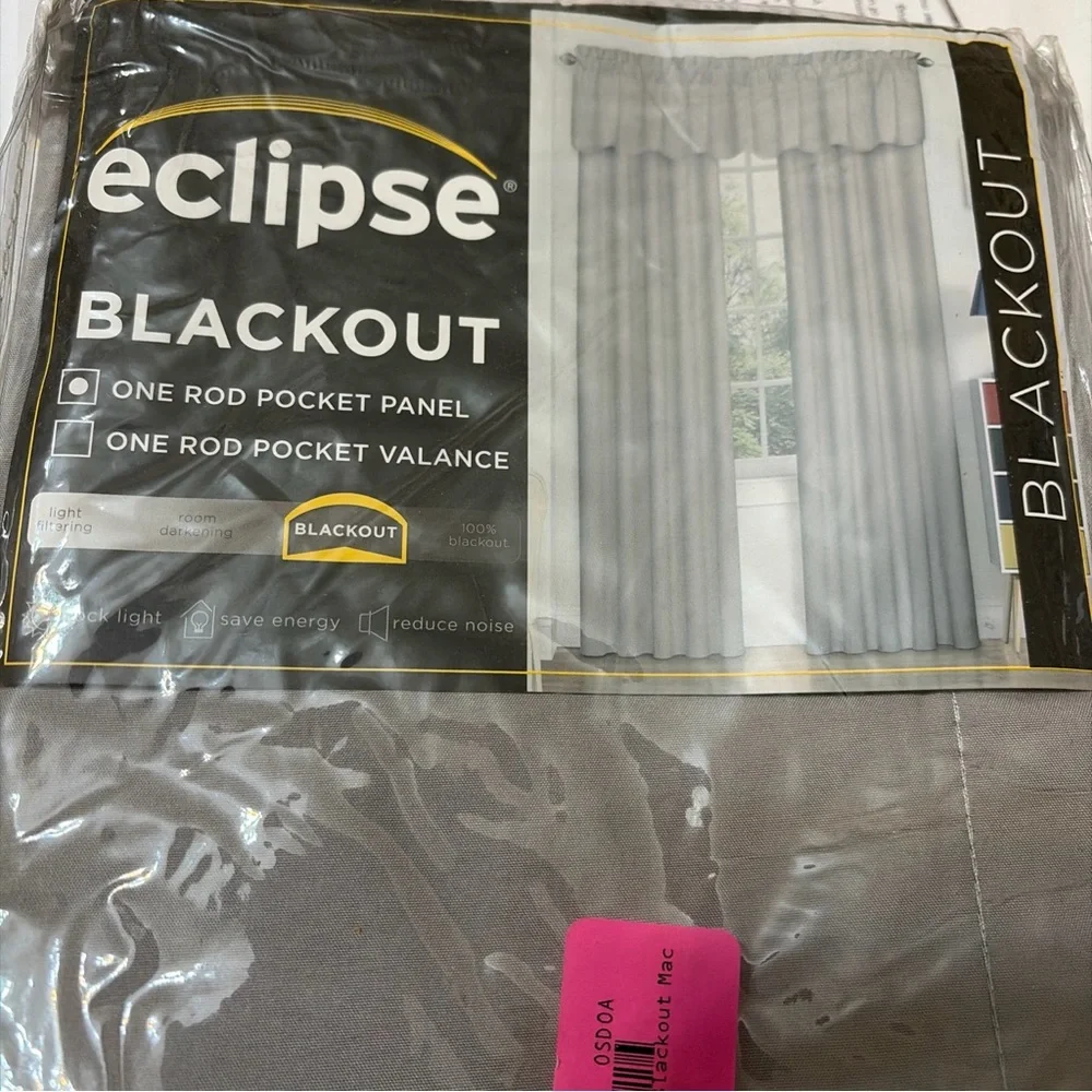 Eclipse 84-in Grey Blackout Thermal lined Rod pocket Single curtain panel